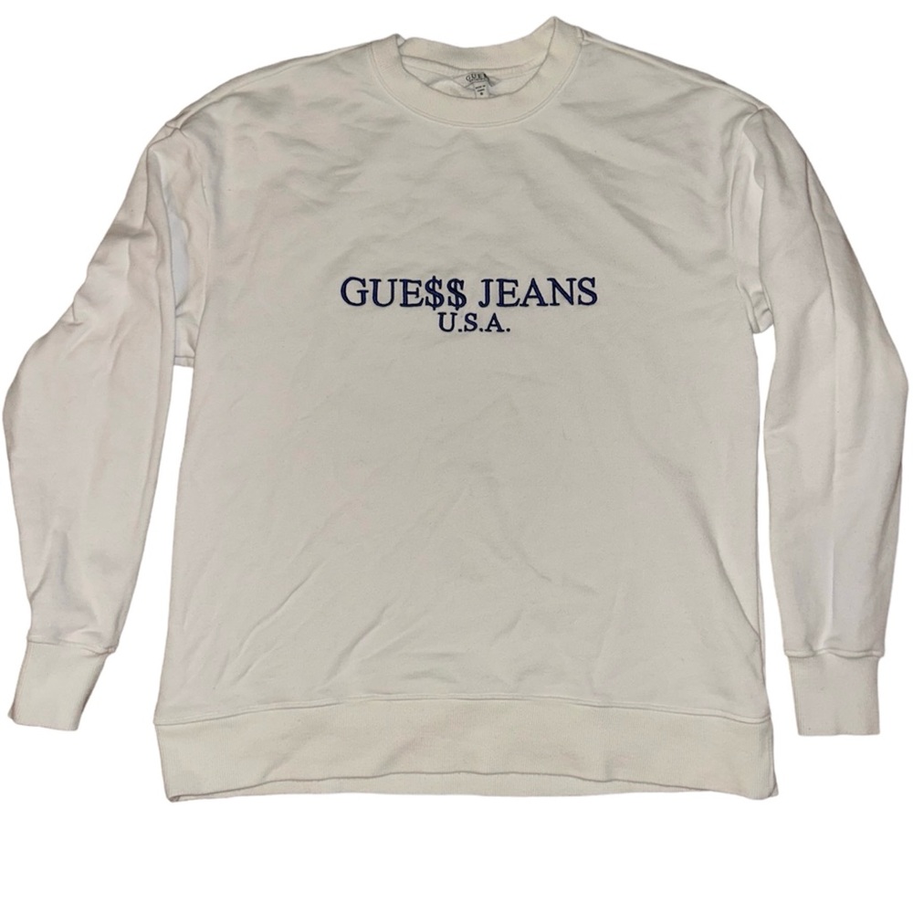 Guess Jeans X A$AP Rocky White / Blue Embroidered Crewneck Sweater Size Small